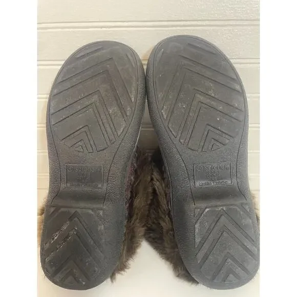 Isotoner Women's Recycled Brown Microsuede Mallory Boot Slippers Size 7.5-8 - Picture 8 of 12